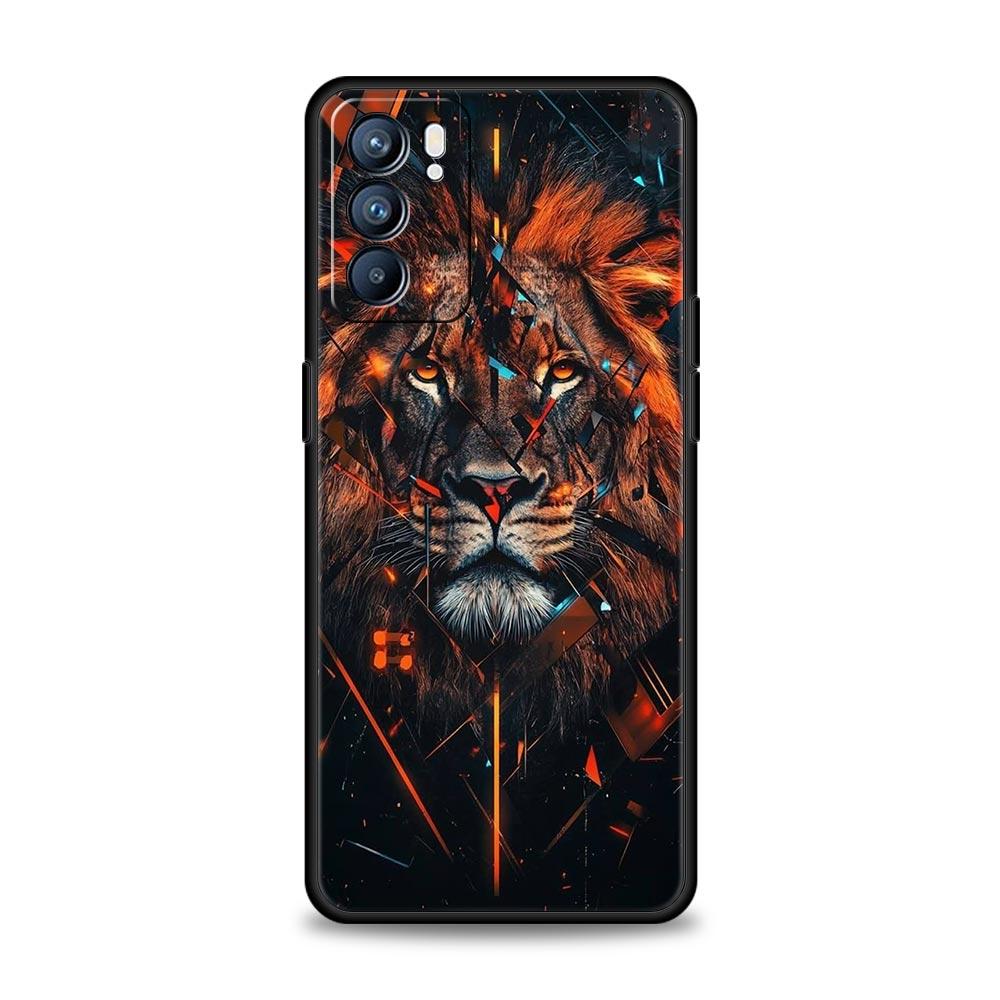 Cross Pattern Bicolor Lion Phone Case For Oppo A17 A31 A54 A57 A78 A79 A98 Find X5 X6 Reno 6 7 8 10 11 12 13 F Pro 5G Soft TPU