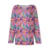 Women's Fashion Casual V-Neck Button-Up Long-Sleeve T-Shirt With Christmas Print Top
