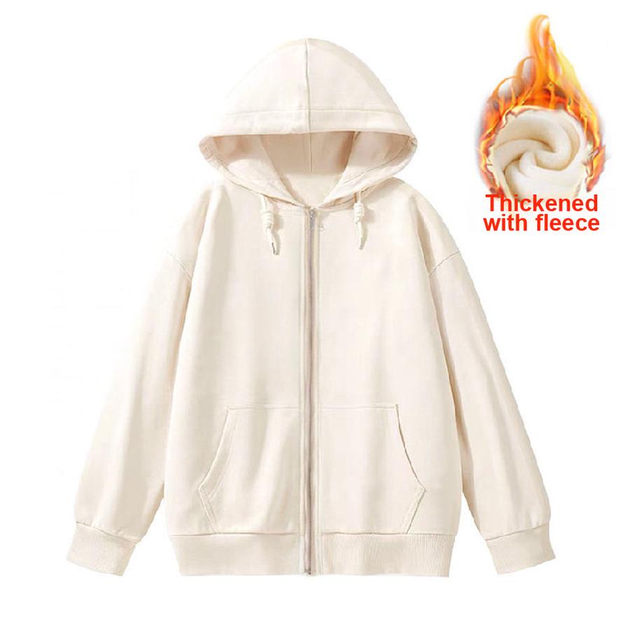 

Fall Winter Loose Korean Oversized Gray Hoodie Thin Fleece Jacket Women Zipper Outerwear Top XXL абрикосовий