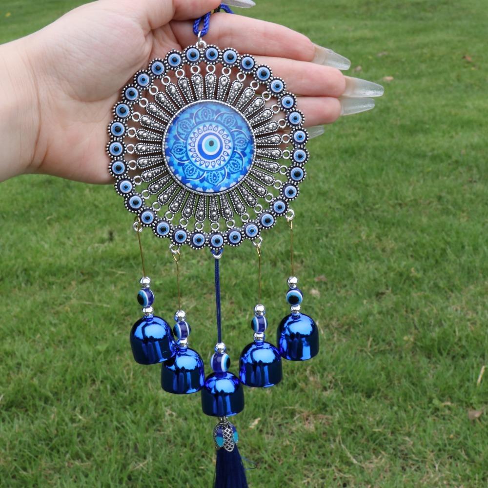 Wind Chimes Blue Eyes Bell Metal Pendant Ethnic Style Wall Hanging Car Hanging