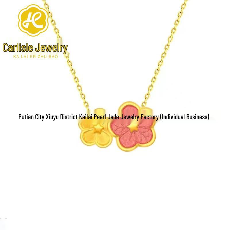Shuibei 999 Fine Gold Slim Waist Necklace: 3D Hard Gold Women's Pendant Charm, Popular Live Broadcast Hot Seller.