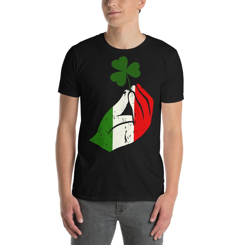Pinched Italian Hand Clover-Funny St Patrick s Day shamrock T-Shirt M