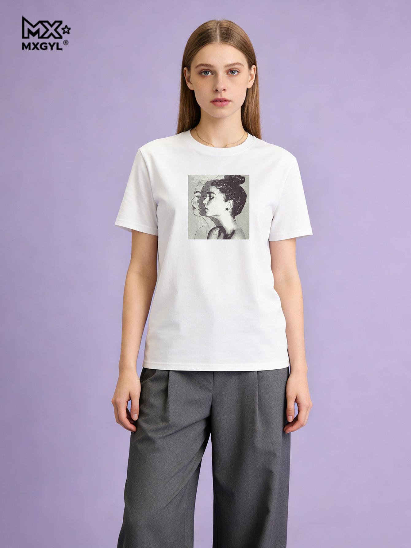 

High Quality T Shirt Women 2026 New Style Summer Chic Tees Elegant Graphic Clothes Loose Casual Pullover Tops M белый