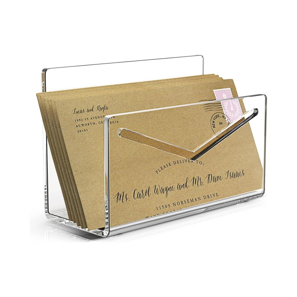 Acrylic Envelope Holder Clear Mail Postcard Organizer Rack Versatile Document Storage Countertop Magazine Shelf