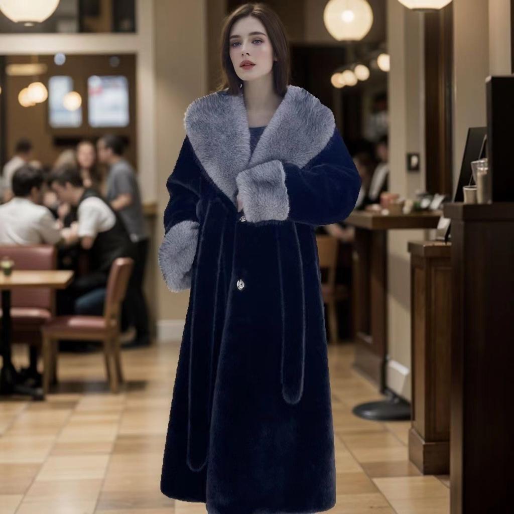 Female Fox Collar Full Mink Fur Luxurious Temperament Faux Fur Coat