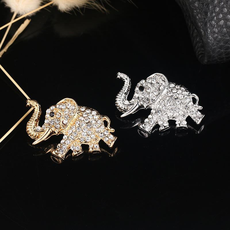 SKEDS Luxury Crystal Elephant Brooches For Women Female Vintage Animal Rhinestone Buckle Fashion Suit Clothes Badges Jewelry