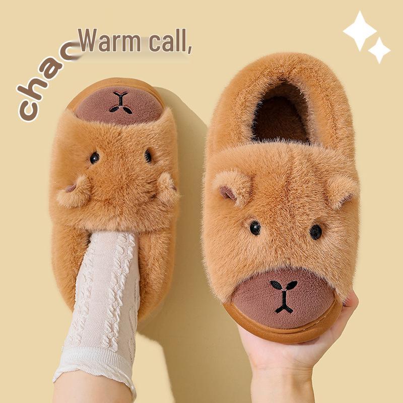 Capybara Cotton Plush Slippers - Winter 2025 | Men's & Women's Warm, Thick-Soled Indoor Footwear