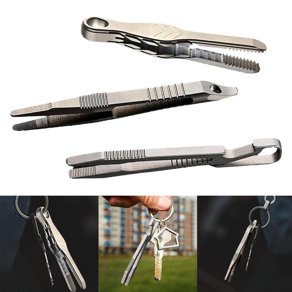 Titanium Alloy Tweezer Eyebrow Keychain Multifunctional Small Survival