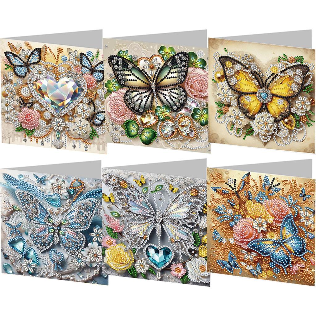 6Pcs Mask DIY Diamond Painting Card Rhinestone Painting Card Kit Diamond Painting Greeting Card for Holiday Party Favors