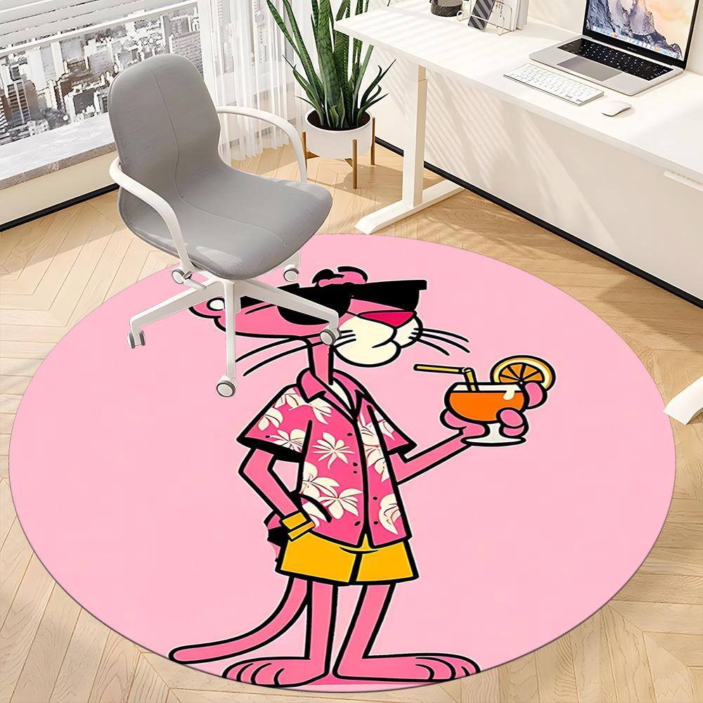 1pc Hawaiian Shirt Pink Panther Office Round Area Rug, Under Office Chairs Bedroom Living Room Home Decor a1022340