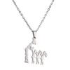 Silver Color Mom Daughter Family Necklace Stainless Steel Chain Daughter Silhouettes Necklace Mothers Day Jewelry