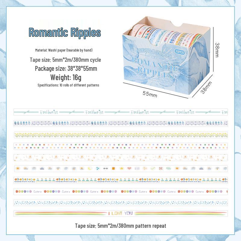 Yuezhen Pastellrand Washi Tape - Niedliches grenzüberschreitendes Journal-Aufkleberband