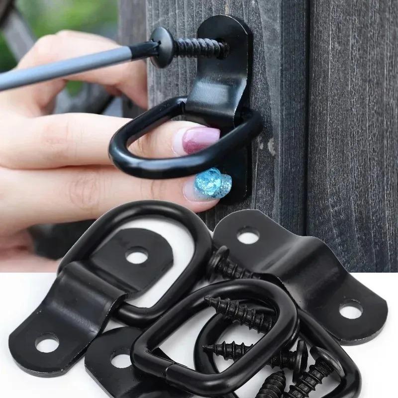 Heavy Duty D-Ring Pull Hook Stainless Steel Trailer Tie Down Anchor Black Secure Cargo Car Truck Enclosed Multi Purpose Mount