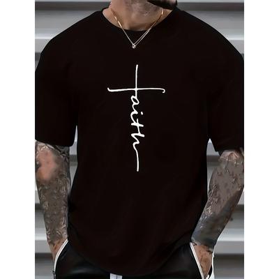 Europeiske størrelser Plus Size Herre Kasual Trendy Grafisk Trykk Komfortabel Rund Hals Kort Erme T-skjorter, Sommer Oversized Løse T-skjorter