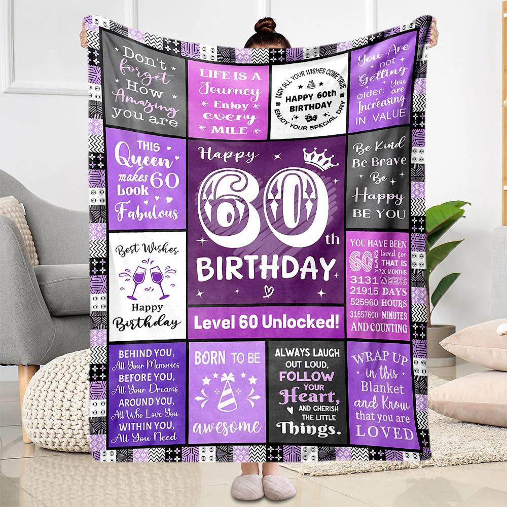 1pz Coperta Celebrazione Felice 60° Compleanno Morbida e Calda per Divano Ufficio Campeggio Viaggio Soggiorno Ottimo Regalo per Amici e Famiglia Confortevole