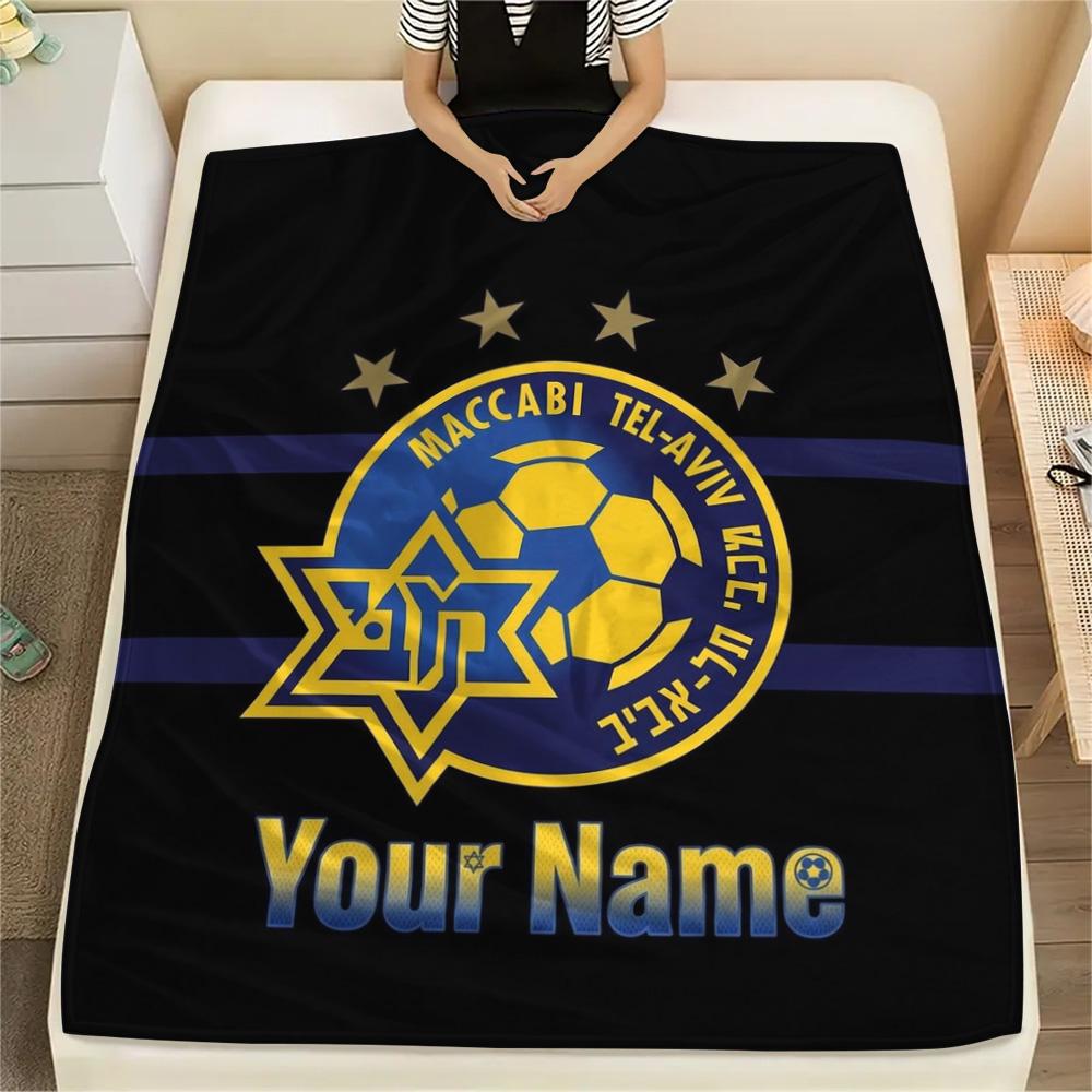 1 Stück Maccabi Fanartikel Benutzerdefinierter Name Gemustert Flanelldecke Geeignet Für Alle Jahreszeiten Für Heimdekoration Wärme Und Komfort Geschenke Feiertagsgeschenk