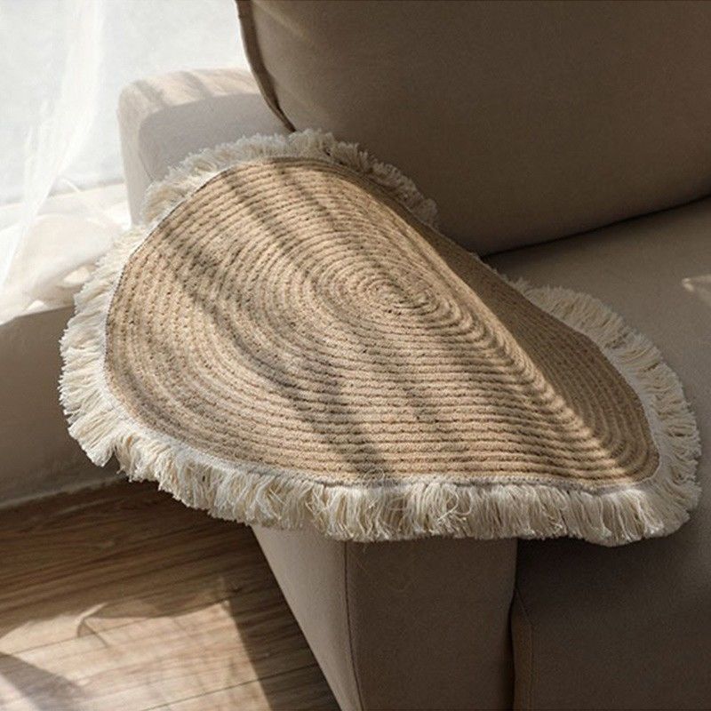Cotton Thread Circular Carpet Japanese Tassel Harajuku Style Bedside Carpet Nordic Living Room Floor Mat