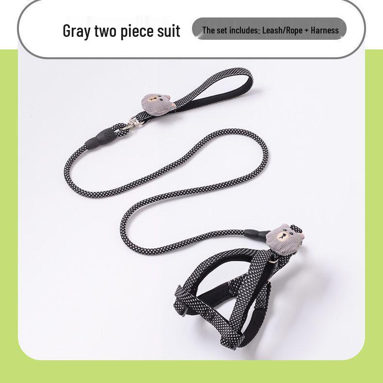 Bear Style Adjustable Breakaway Dog Leash Collar for Small Dogs - Anti-Explosion Double-Layer Design