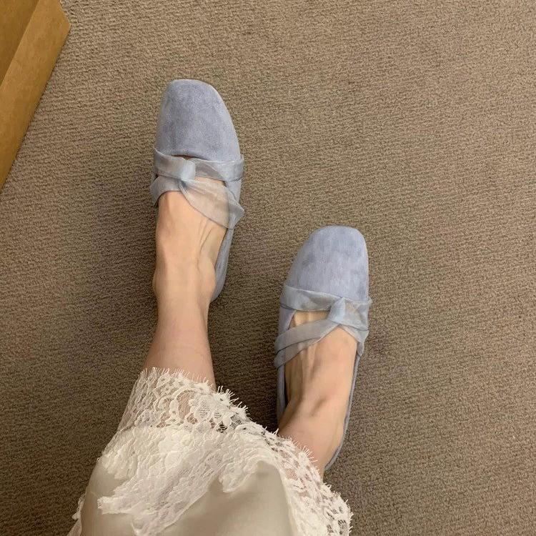 Gentle Evening Breeze Ballet Single Shoes Women's 2025 New Bow Flat Mary Jane Shoes Temperament Versatile Ladyshoes