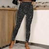 Bleistifthose für Damen, hohe Taille, glitzernd, lange Hose, elastischer Stoff, schimmernde Hose, Pailletten-Leggings