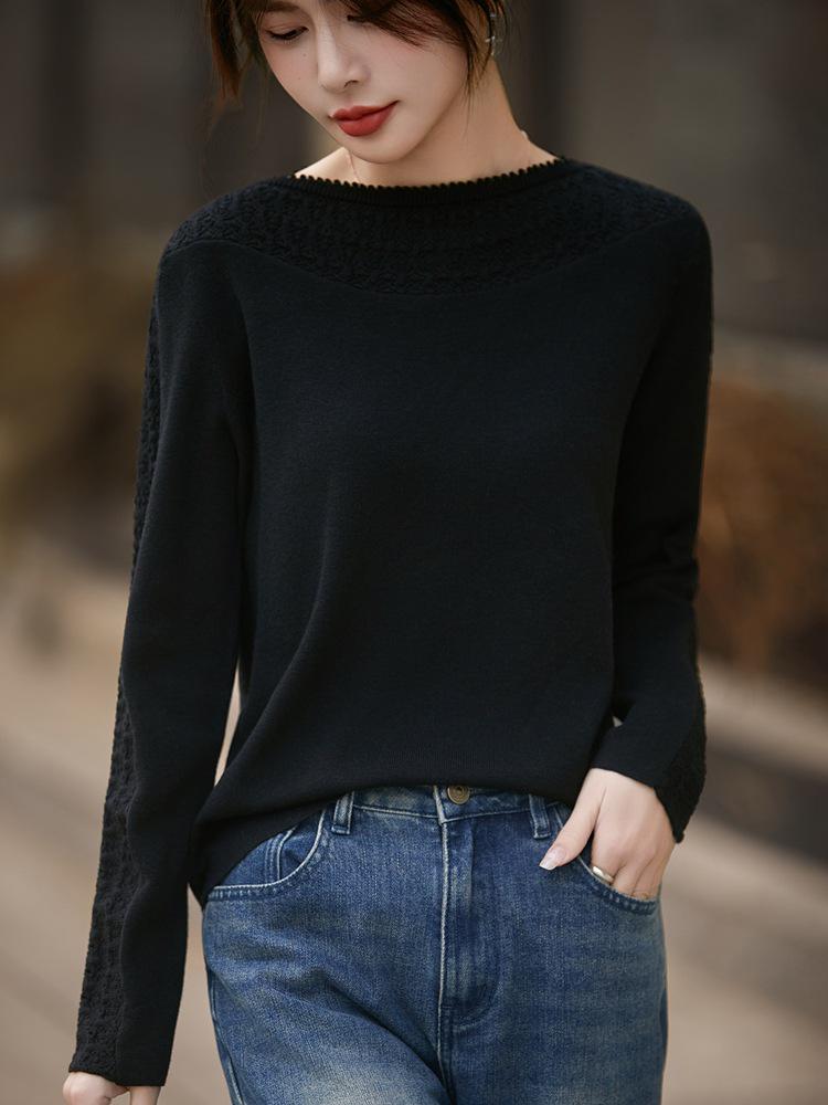 Women's Hollow Out Fine Wool Knit Sweater - Autumn/Winter Style