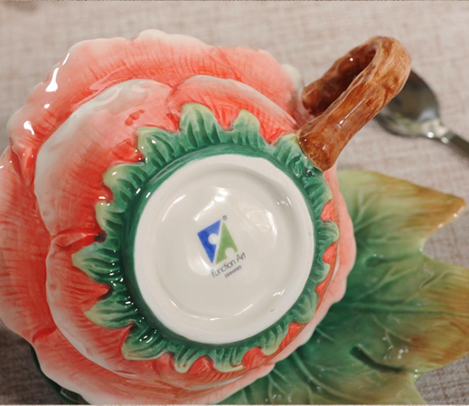 European Luxury Flower Ceramic Afternoon Tea Coffee Cup And Saucer Set Elegant French Black Tea Cup Dessert Saucer Coffee Spoon|Mugs