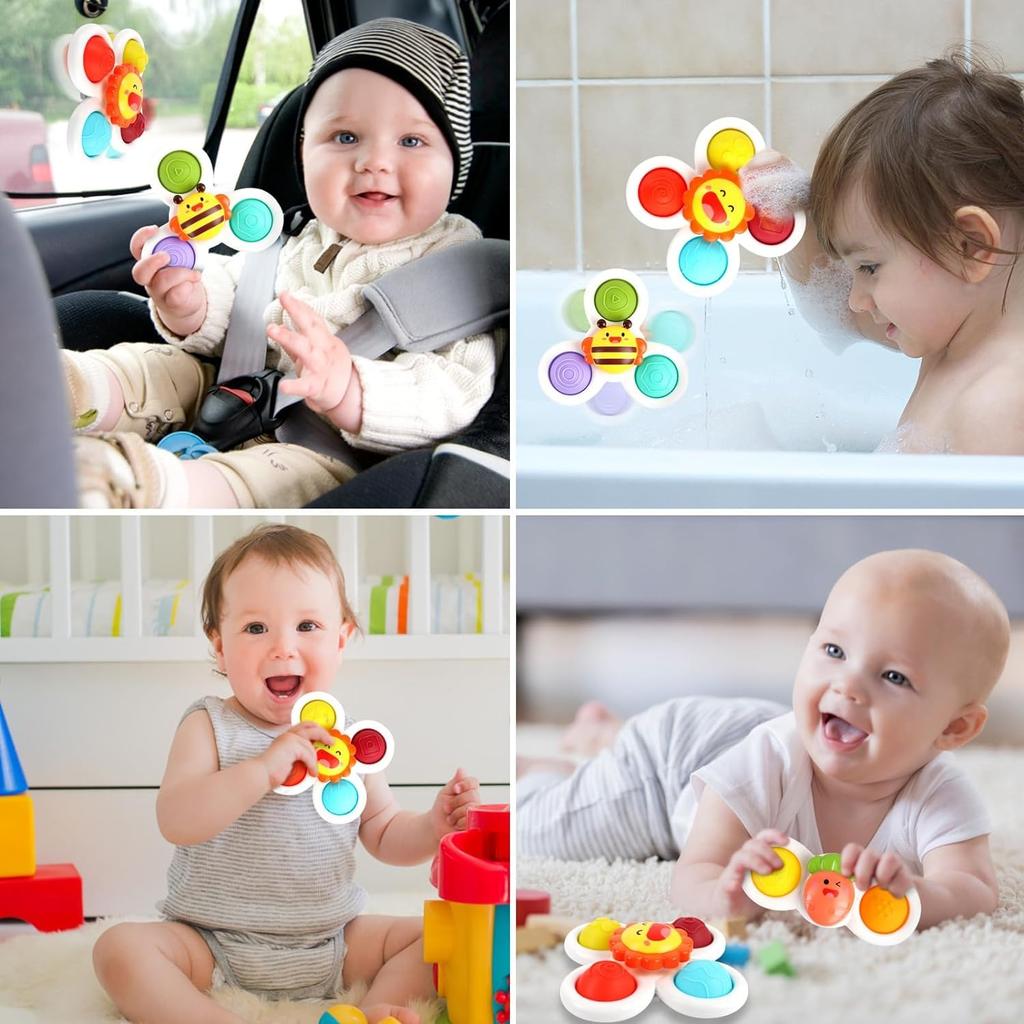 Buntes Kreisel-Badespielzeug mit Saugnapf für Wasserspiele, Drehender Kreisel, Stressabbau, Fingertraining, Geburtstagsgeschenk für Babys (Stil A.)