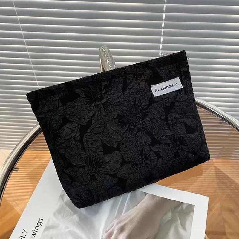 

Colorful Stripes Corduroy Cosmetic Bag Portable Travel Toiletry Bag Skincare Sundries Aesthetic Makeup Storage