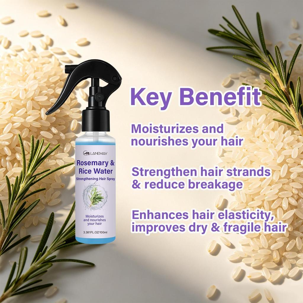 Rosemary Rice Water Hair Spray-Moisturizes And Nourishes Your Hair-Strengthens Hair Strands & Reduces Breakage-100ml