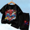 T-shirt Stampata Ragazzi Bambini con Ragnatela Rossa Abbigliamento Estivo 3-12 Anni Ragazzi Ragazze Manica Corta Top+Pantaloncini Set Sportivo Casual