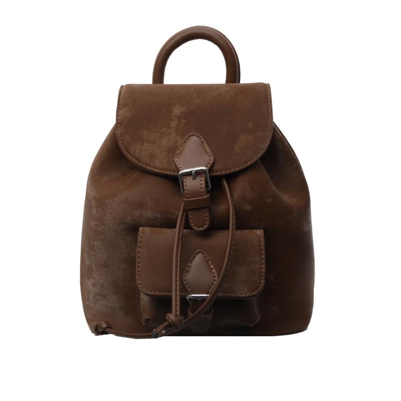 Fashion bag women's new simple retro college style backpack casual texture portable small backpack