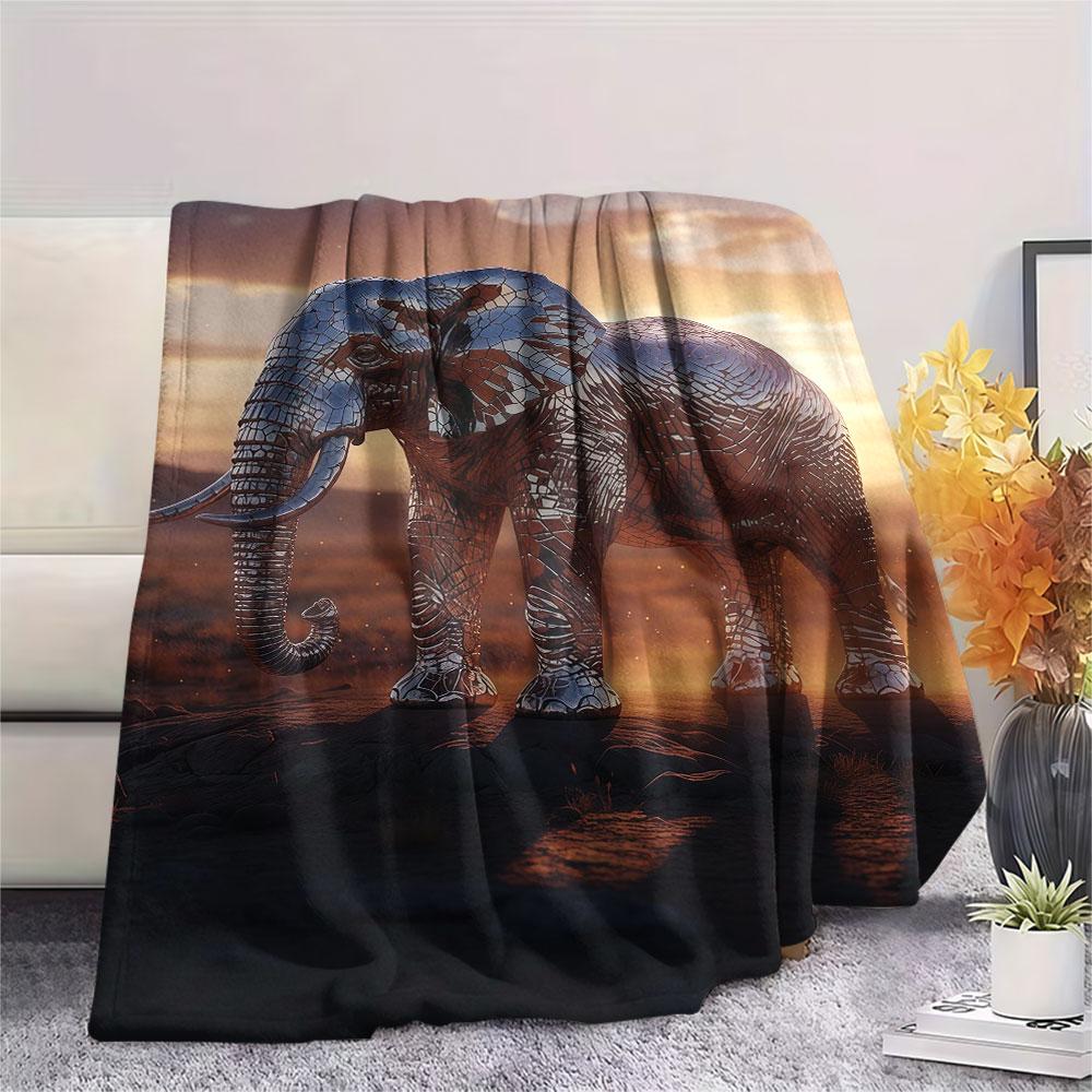 1Pc Mirroranimals Print Flannel Blanket, High quality Comfortable for All Seasons, Home Decor, Warmth and Comfort, Perfect for Christmas Gifts