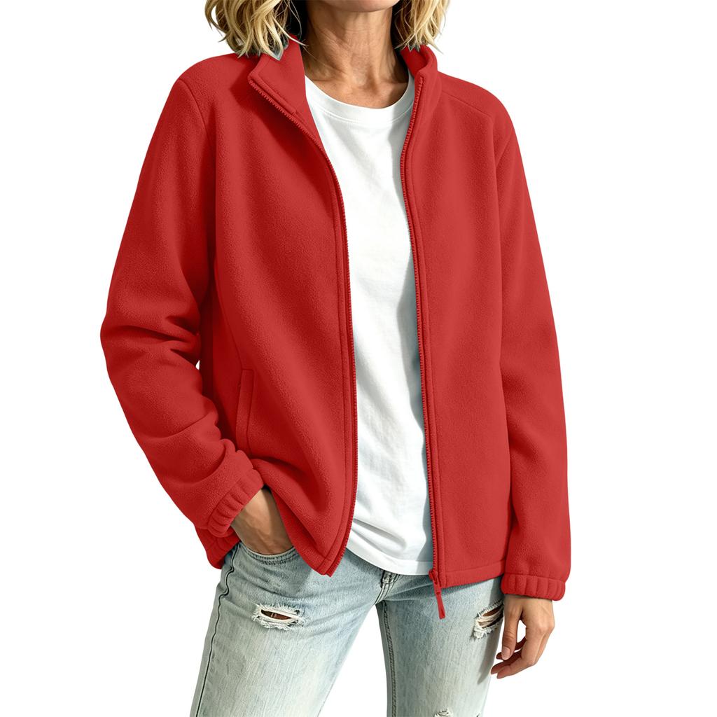 Women's Long Sleeve Jacket with Pockets and Zipper