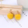 Yellow Collection: Trendy Korean-Style Bright Yellow Pompon Fabric Stud Earrings - Energetic, Fashionable, and Versatile Long Earrings