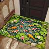 1pc, 2D Flat Printing, New Chinese Style Lotus Pond Koi Entrance Mat, Perfect for Festive Dining And Home Decor, Indoor/Outdoor Party Decoration
