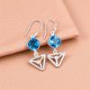Swiss Blue Topaz Gemstone 925 Sterling Silver Jewelry Handcrafted Earrings 2.00" EE-45-2