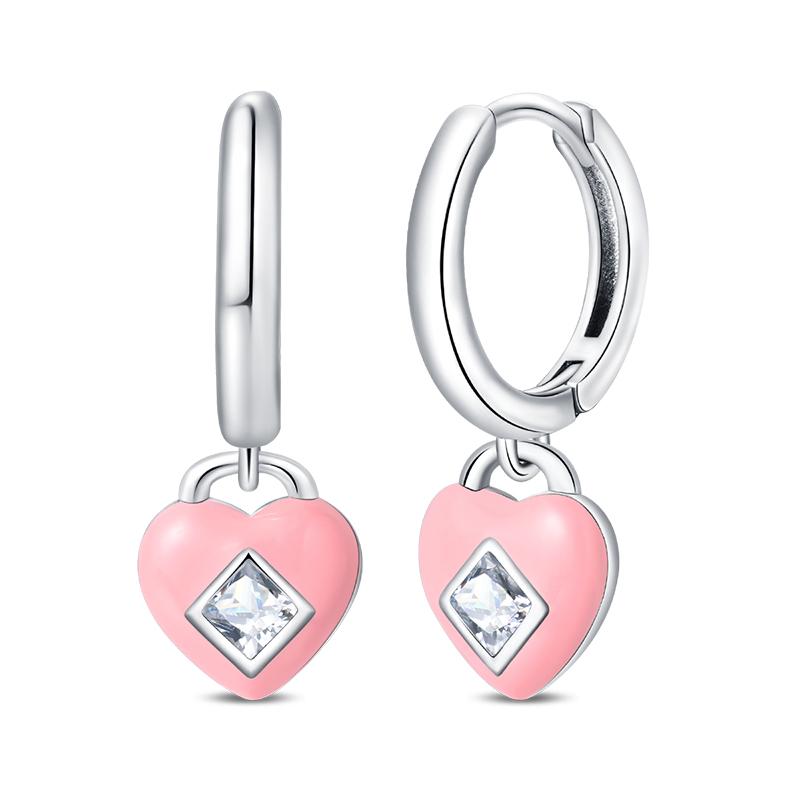 Trendy Women s Fashion 925 Silver Heart Princess Pink Large Circle Earrings Luxury Jewelry Women s Party Gifts Earrings