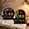 Black Gold Ramadan Countdown Calendar with Wooden Base Acrylic Eid Mubarak Ornament DIY Replacement Desktop Ornament