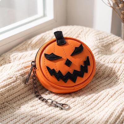 Halloween Pumpkin Change Pouch | Secure Zippered Opening, JackO'Lantern Wallet, for TrickorTreating