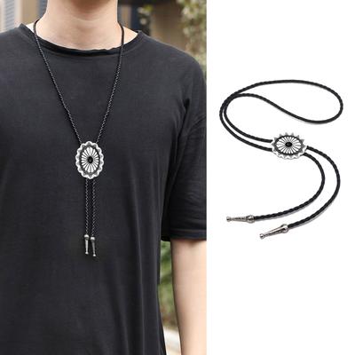 Elegant Bolo Tie with Engraved Pendant Cowboy Celts Necktie Western Necklace Cool Bola Tie Western Cowboy Costume
