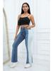 2026 Women's European American Flare Wide-Leg Jeans with Patchwork Elastic Fashion