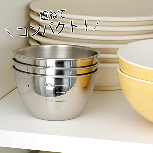 Shimomura Kikaku Mini Bowls, Set of 3, Made In Japan. Dishwasher Safe. Includes Measuring Marks and a Spout for Easy Preparation. Suitable for Condime
