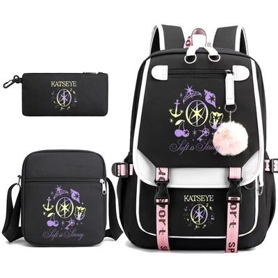 Set Zaino Katseye Stile Coreano Leggero Grande Capacità Borsa Scolastica Casual per Studenti Set da 3 Pezzi