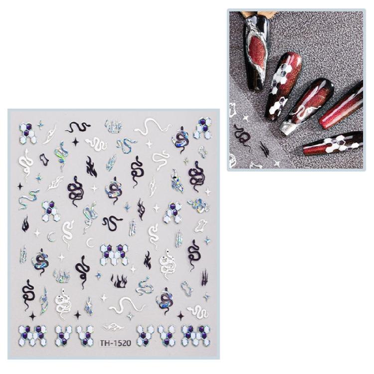 1 Sheet Fashion Nail Art Decals for Chinese New Year Manicure Decors with Cartoon Snake PatternsNail Salon Accessories
