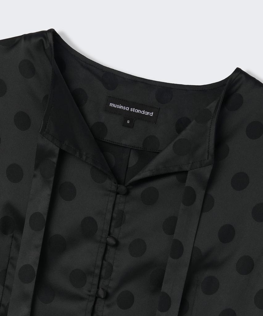 MUSINSA STANDARD WOMAN Women'S Dot Puff Sleeve Tie Blouse [Black]