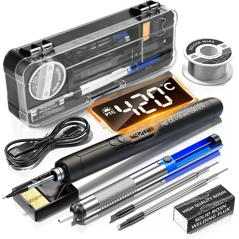 USB Rechargeable USB Soldering Iron Set Adjustable Temperature Cordless Soldering Pen Set  Home Use