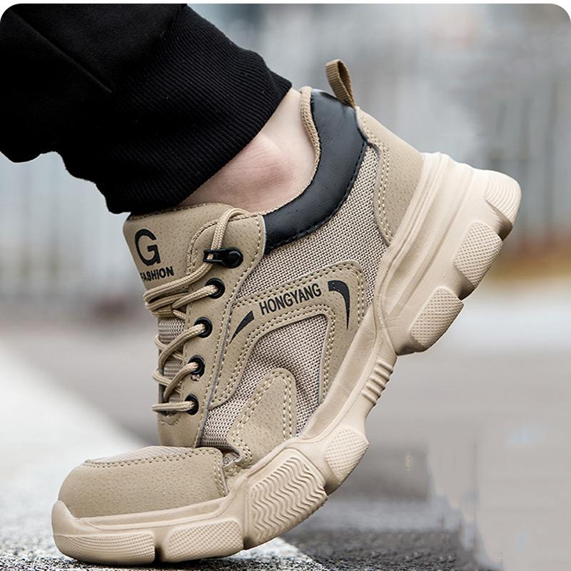 Oulylan  Men's Safety Shoes Anti-Smash Anti-Puncture Summer Breathable Work Shoes Lightweight Anti-Slip Construction Shoes