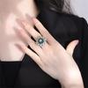 New Fashionable French Exquisite Green Zircon Men's and Women's Rings with Micro Inlaid Flowers for Light Luxury