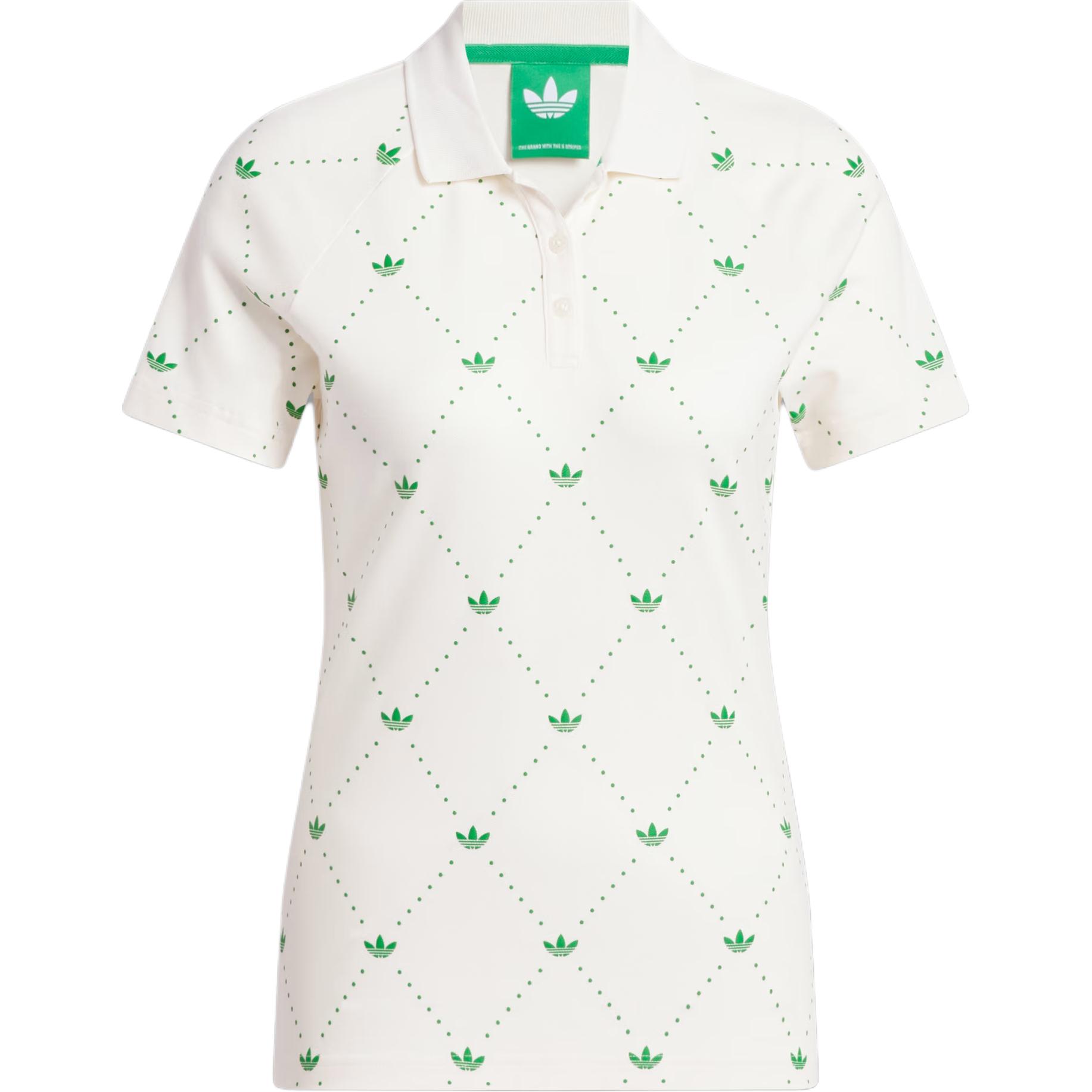 

Adidas Originals Trefoil Short Sleeve Polo Shirt, Women Comfort Versatile Daily Casual Tops Chalk White Green JM8265 2XL