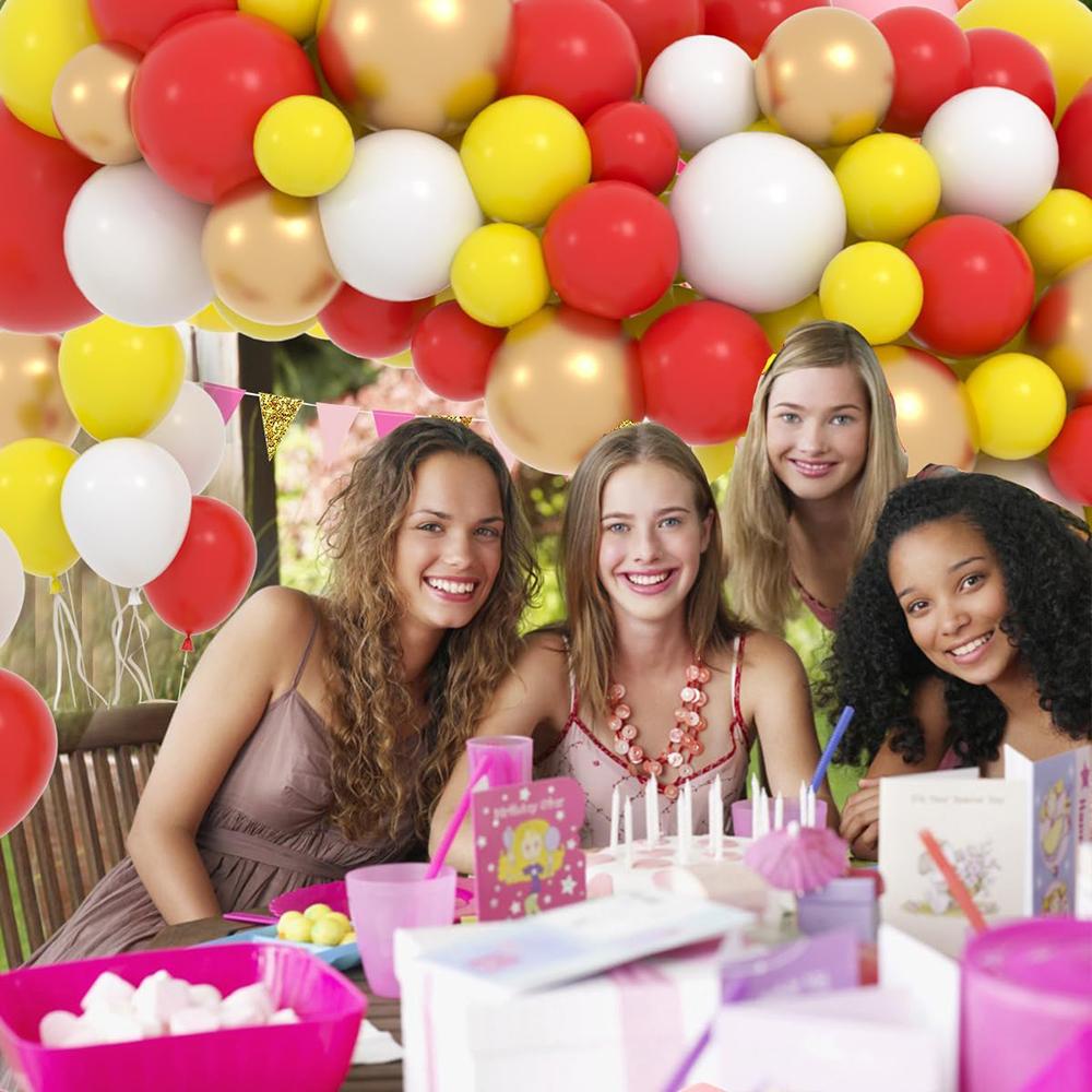 Red Yellow Balloons Garland Arch Kit White Gold Balloon Wedding Anniversary Bride Shower Birthday Party Graduation Decoration
